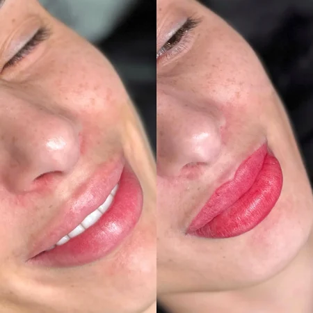 lip tattoo before and after